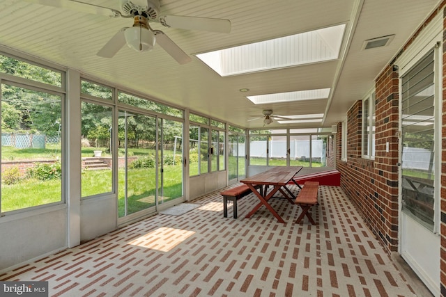 645 Lily Rd, Warminster, PA 18974 - sunroom featuring ceiling fan and a skylight