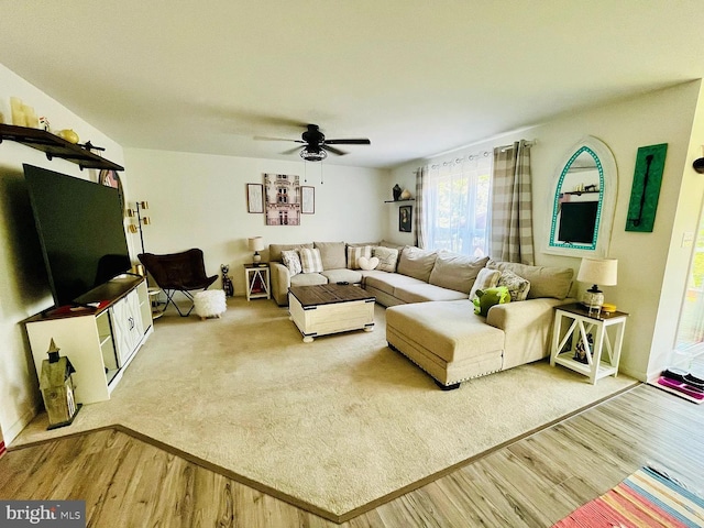 53 Shelduck Ln, Mechanicsburg, PA 17050 - living room with wood finished floors, ceiling fan, and baseboards