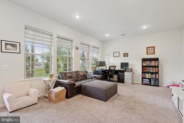 468 Rowan St, Warminster, PA 18974 - carpeted living area with an office area, baseboards, and recessed lighting