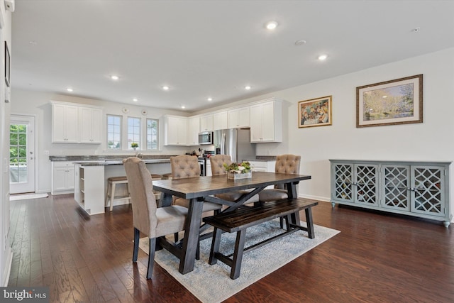 468 Rowan St, Warminster, PA 18974 - dining space featuring dark wood-type flooring, recessed lighting, and baseboards