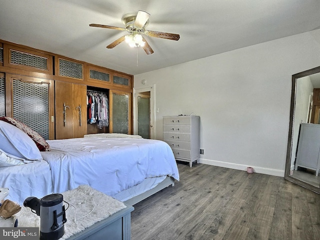 1927 N 15th St, Reading, PA 19604 - bedroom with wood finished floors, baseboards, a closet, and a ceiling fan