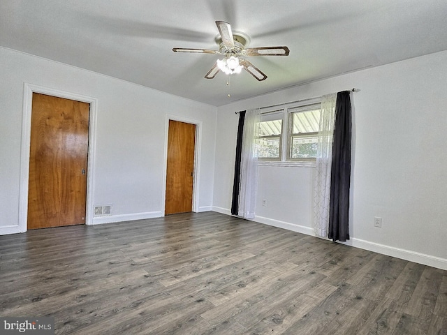 1927 N 15th St, Reading, PA 19604 - unfurnished room featuring ceiling fan, dark wood-style floors, and baseboards