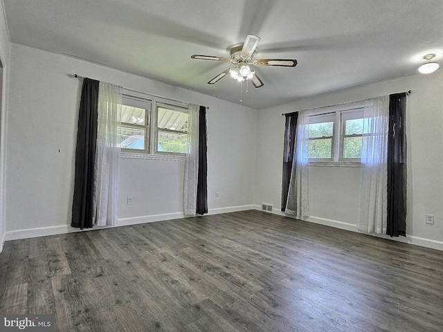1927 N 15th St, Reading, PA 19604 - unfurnished room featuring a ceiling fan, dark wood finished floors, and baseboards