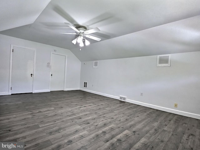 1927 N 15th St, Reading, PA 19604 - additional living space featuring lofted ceiling, ceiling fan, baseboards, and dark wood finished floors