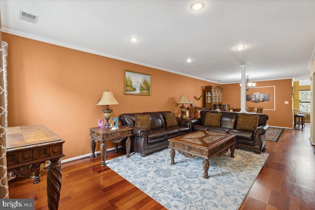 302 Berkshire, Princeton, NJ 08540 - living area featuring crown molding, wood finished floors, and recessed lighting