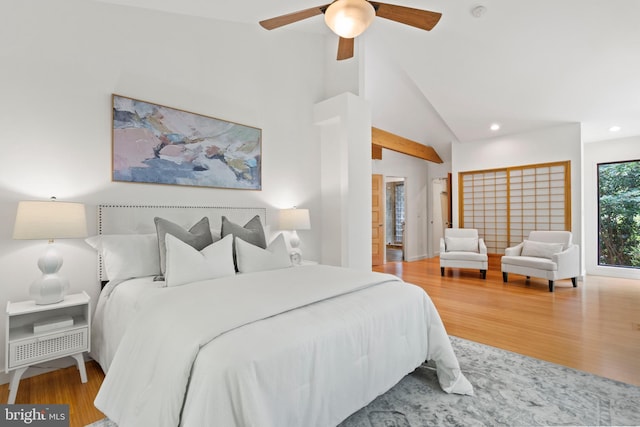 4834 8th St S, Arlington, VA 22204 - bedroom featuring wood finished floors, recessed lighting, and lofted ceiling