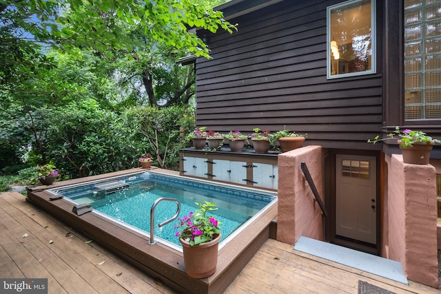 4834 8th St S, Arlington, VA 22204 - view of swimming pool featuring a wooden deck and a hot tub
