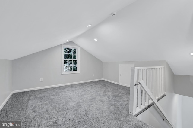 501 Clays Ln, Laurel, MD 20707 - additional living space featuring vaulted ceiling, carpet flooring, recessed lighting, and baseboards
