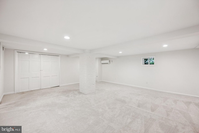 7821 Wendover Ave, Baltimore, MD 21234 - finished basement with an AC wall unit, recessed lighting, and carpet flooring