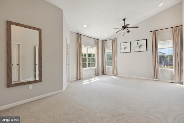 2316 Macis Cir, Warrington, PA 18976 - carpeted spare room featuring a ceiling fan, healthy amount of natural light, vaulted ceiling, baseboards, and recessed lighting
