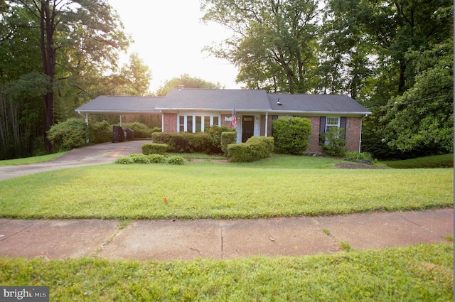 6403 Limerick Ct, Springfield, VA 22152 - ranch-style house with brick siding, driveway, a front lawn, and an attached carport