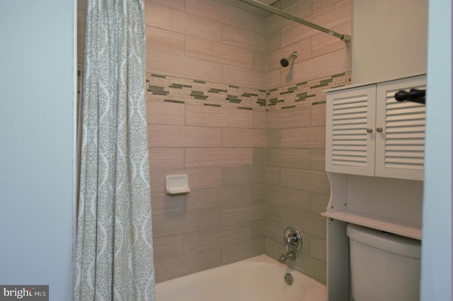 6403 Limerick Ct, Springfield, VA 22152 - bathroom with shower / tub combo with curtain and toilet