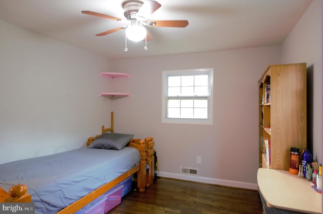 6403 Limerick Ct, Springfield, VA 22152 - bedroom featuring dark wood-style flooring, baseboards, and a ceiling fan