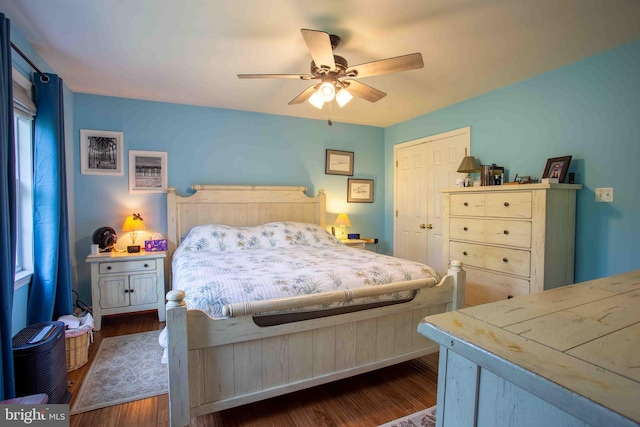 1688 W Commonwealth Dr, Front Royal, VA 22630 - bedroom featuring dark wood finished floors, ceiling fan, and a closet