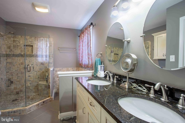 1688 W Commonwealth Dr, Front Royal, VA 22630 - full bath featuring a stall shower, double vanity, and tile patterned flooring