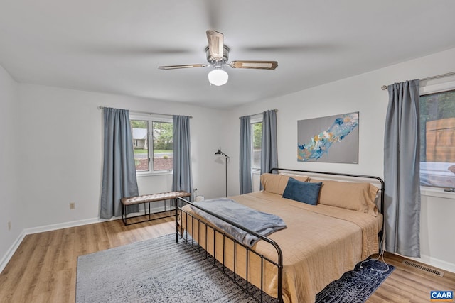 7 Sand Trap Ter, Palmyra, VA 22963 - bedroom featuring multiple windows, light wood-type flooring, and a ceiling fan