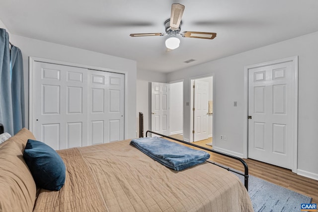 7 Sand Trap Ter, Palmyra, VA 22963 - bedroom featuring wood finished floors, a closet, and a ceiling fan