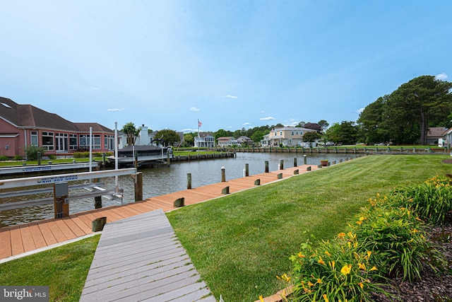 17 Clipper Ct, Ocean Pines, MD 21811 - dock area with a residential view, a water view, and a lawn