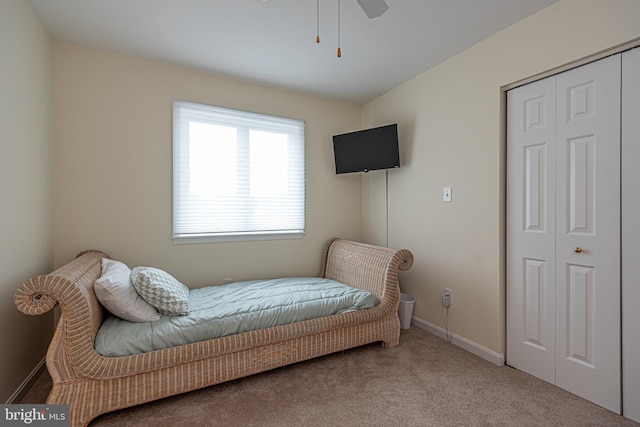 17 Clipper Ct, Ocean Pines, MD 21811 - carpeted bedroom with a closet, baseboards, and a ceiling fan