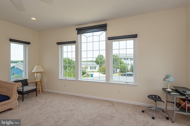 17 Clipper Ct, Ocean Pines, MD 21811 - living area with carpet floors, baseboards, ceiling fan, and recessed lighting