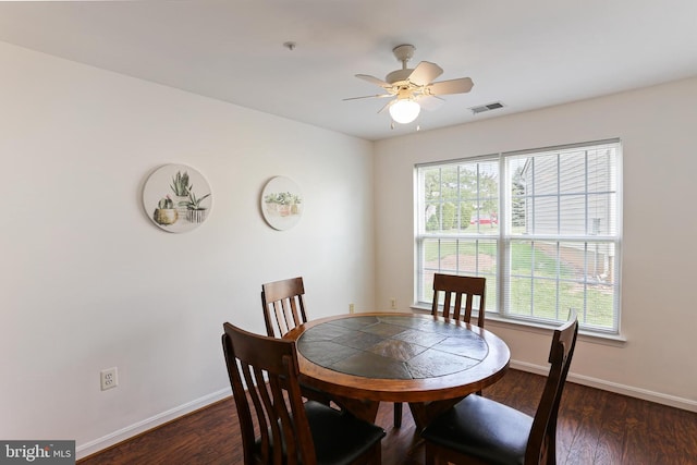 2504 Shelley Cir Unit 1B, Frederick, MD 21702 - dining room with baseboards, a ceiling fan, and wood finished floors