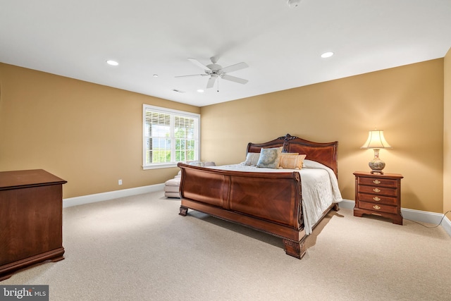 5835 Ridgeview Dr, Doylestown, PA 18902 - carpeted bedroom featuring baseboards, recessed lighting, and ceiling fan