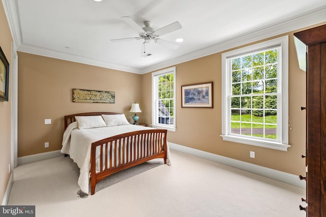 5835 Ridgeview Dr, Doylestown, PA 18902 - carpeted bedroom with baseboards, ornamental molding, and ceiling fan