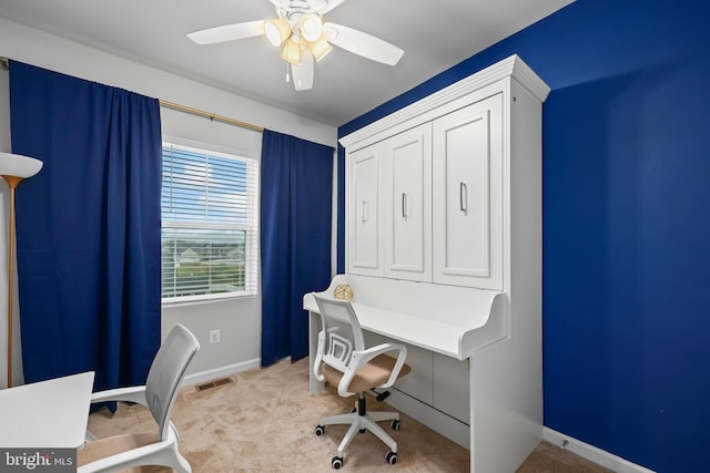 492 Parkland Dr, Stephenson, VA 22656 - office area featuring carpet, baseboards, and a ceiling fan