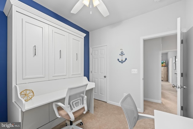 492 Parkland Dr, Stephenson, VA 22656 - office area with light carpet, ceiling fan, and baseboards