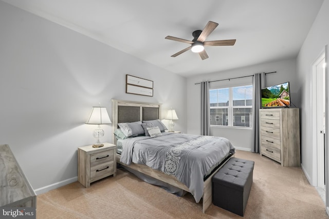 492 Parkland Dr, Stephenson, VA 22656 - bedroom with light colored carpet, baseboards, and a ceiling fan