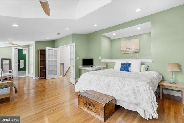 28 New Rd, Doylestown, PA 18901 - bedroom featuring wood finished floors, recessed lighting, baseboards, and a ceiling fan
