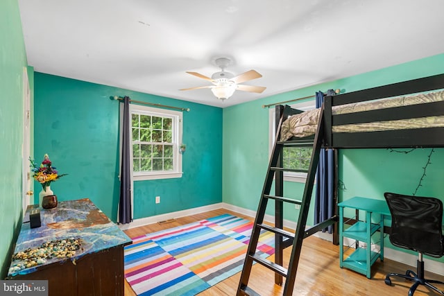 28 New Rd, Doylestown, PA 18901 - bedroom with wood finished floors, baseboards, and a ceiling fan