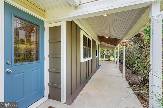 28 New Rd, Doylestown, PA 18901 - property entrance featuring board and batten siding