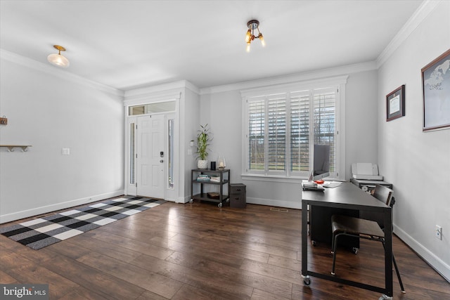 17968 Ridgewood Pl, Round Hill, VA 20141 - office space with ornamental molding, hardwood / wood-style flooring, and baseboards