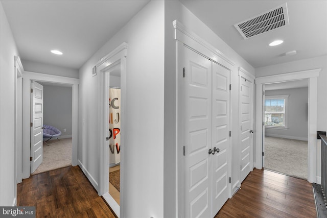 17968 Ridgewood Pl, Round Hill, VA 20141 - corridor with dark wood-style flooring, recessed lighting, and baseboards