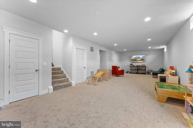 17968 Ridgewood Pl, Round Hill, VA 20141 - game room with carpet flooring and recessed lighting