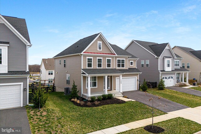 17968 Ridgewood Pl, Round Hill, VA 20141 - view of front of home with central air condition unit, covered porch, and asphalt driveway