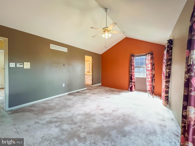 107 Horseshoe Ln, North Wales, PA 19454 - unfurnished living room with ceiling fan, lofted ceiling, and carpet floors