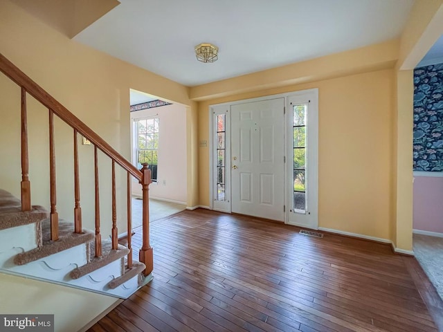107 Horseshoe Ln, North Wales, PA 19454 - entryway featuring stairway, hardwood / wood-style flooring, and baseboards
