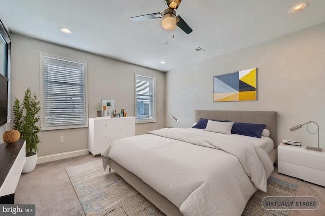 3540 Keswick Rd, Baltimore, MD 21211 - carpeted bedroom with baseboards, recessed lighting, and a ceiling fan