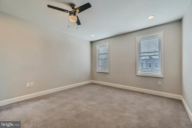 3540 Keswick Rd, Baltimore, MD 21211 - carpeted empty room featuring ceiling fan, baseboards, and recessed lighting