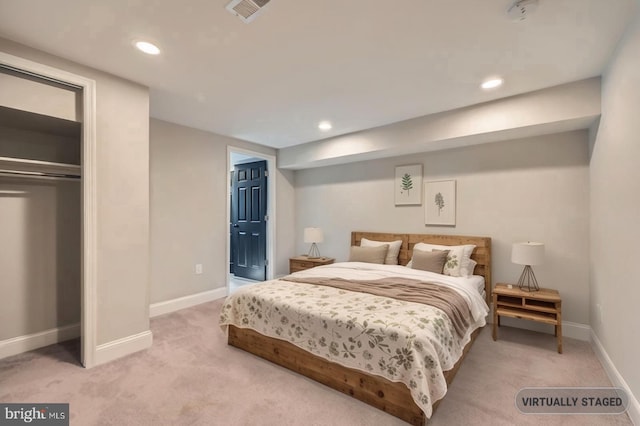 3540 Keswick Rd, Baltimore, MD 21211 - carpeted bedroom with baseboards, recessed lighting, and a closet