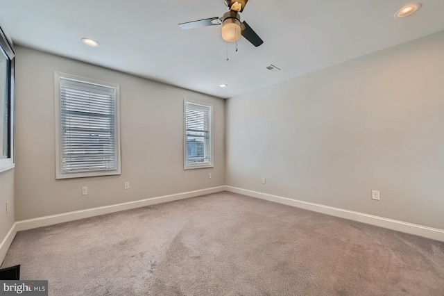 3540 Keswick Rd, Baltimore, MD 21211 - empty room featuring ceiling fan, carpet, baseboards, and recessed lighting