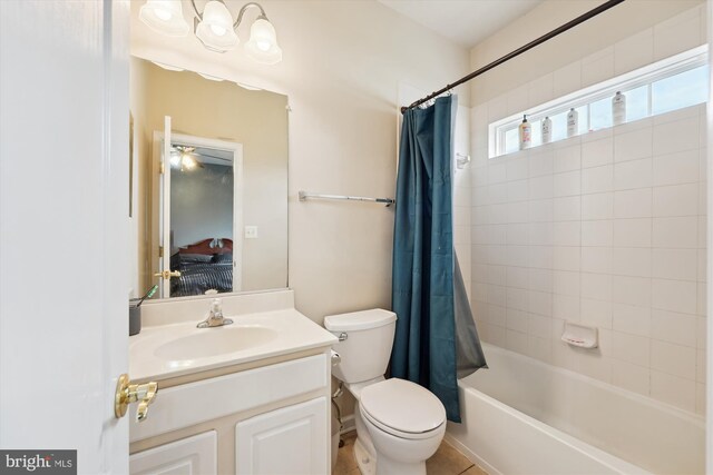 7306 Sudley Ave, Brandywine, MD 20613 - full bath featuring vanity, toilet, shower / bath combination with curtain, and ensuite bathroom