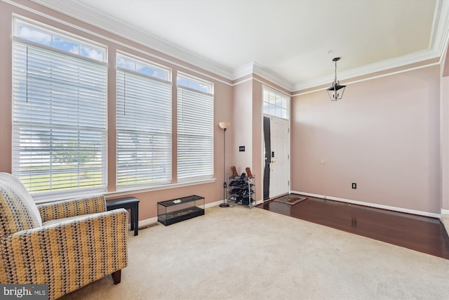 7306 Sudley Ave, Brandywine, MD 20613 - sitting room featuring crown molding, carpet, and baseboards