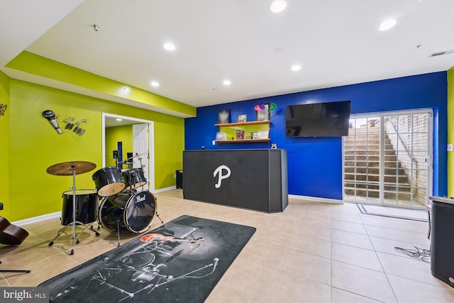 7306 Sudley Ave, Brandywine, MD 20613 - game room with recessed lighting, baseboards, and tile patterned floors