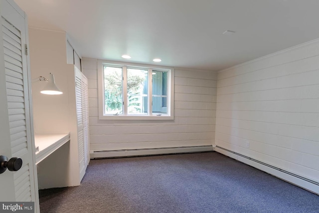 555 Hillcrest Ave, State College, PA 16803 - carpeted spare room featuring wooden walls, ornamental molding, and recessed lighting