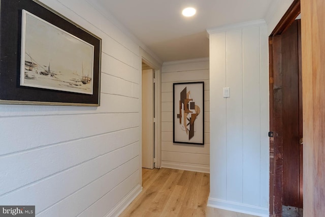 555 Hillcrest Ave, State College, PA 16803 - corridor with light wood finished floors and ornamental molding
