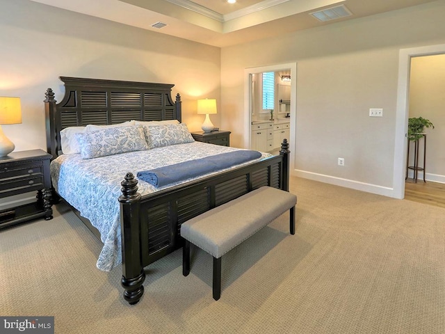 33016 Ethan Allen Dr, Rehoboth Beach, DE 19971 - bedroom with crown molding, light colored carpet, a raised ceiling, baseboards, and recessed lighting