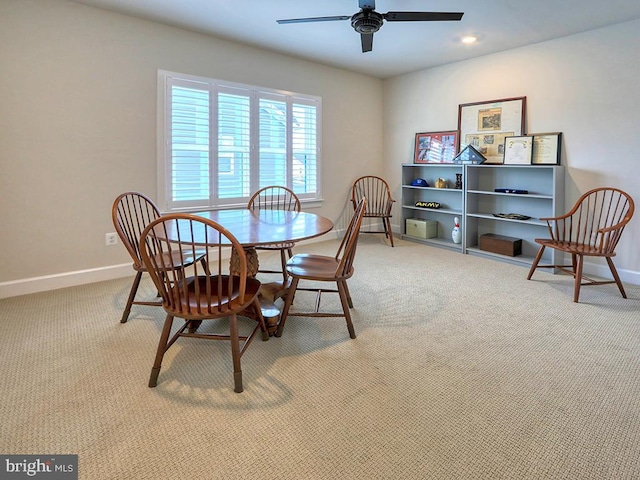33016 Ethan Allen Dr, Rehoboth Beach, DE 19971 - carpeted dining room with baseboards, a ceiling fan, and recessed lighting